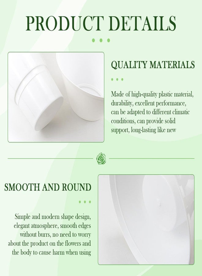 LCJAOF 8Pcs 11.8 Inch Tall Plastic Flower Buckets - White Decorative Vases for Cut Flowers, Wedding Centerpieces, Floral Arrangements with Detachable Base - Image 3